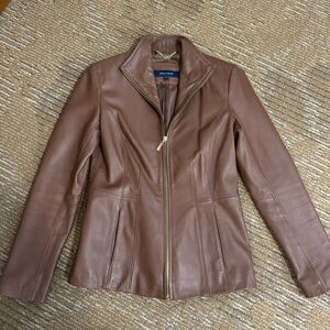 Cole Haan Women’s Wing Collar Leather Jacket